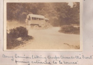 Army vehicle taking troops to the front