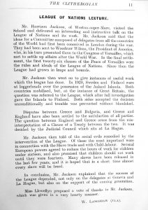 Article on League of Nations Union lecture, The Clitheronian, 4 (4), 1930 Courtesy of Clitheroe Royal Grammar School 