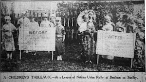 Children’s tableaux at a League of Nations Union Rally at Bentham Lancaster Guardian, 1 Sep 1933 