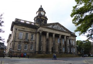 Lancaster Town Hall, where local speakers’ addresses at LNU AGMs show their understanding of League activity © Janet Nelson