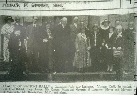 League of Nations Rally, Quernmore Park, 1933 Lancaster Guardian, 25 Aug 1933
