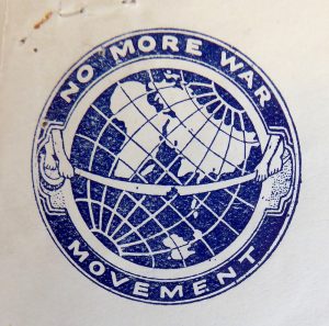 No More War logo Courtesy of Labour History Archive and Study Centre (LHASC), Archive ref: LP/JSM/WR/1.i