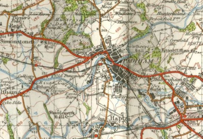 OS map of Padiham, 1948 Ordnance Survey