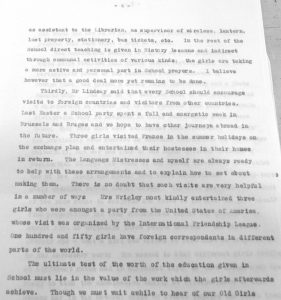 Queen Mary School: Headmistress’s speech, 1938 Courtesy of AKS Independent School Archives 
