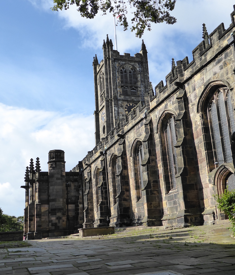 St. Mary’s Parish Church (the ‘Priory Church,’ Lancaster), where Rev. Bardsley, Lancaster LNU Chairman, gave a forceful sermon about international peace © Janet Nelson