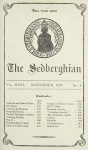 The Sedberghian No. 5, Nov 1925 Courtesy of Sedbergh School 