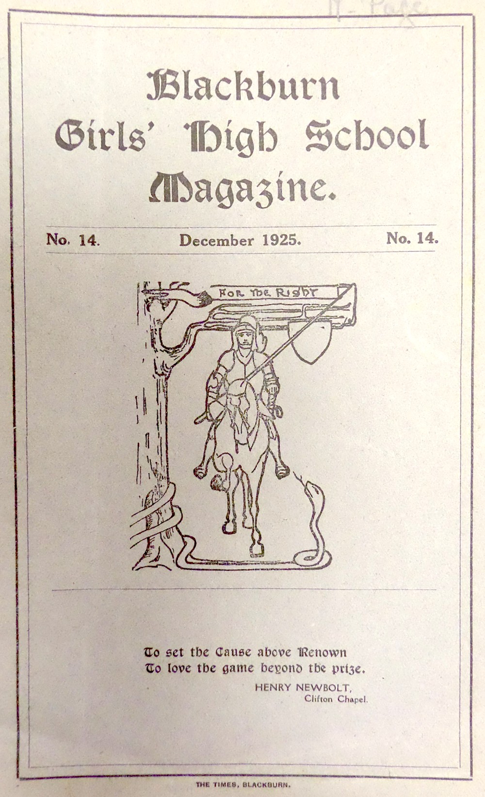 Blackburn Girls’ High School Magazine, No 14, Dec 1925 Courtesy of Lancashire Archives, Archive ref: SMBZ/9/acc7536/box 2