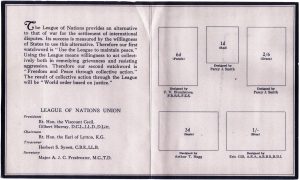 LNU 21st ‘Anniversary Stamps’ with a stamp album were sold in 1939 for fundraising  Courtesy of Dr Glyn Price